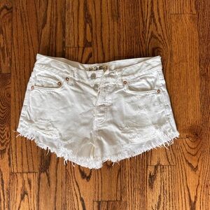 We The Free White Distressed Jean Shorts